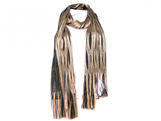 Black Gold Open Cut Shimmer Oblong Scarf