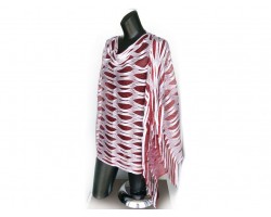 Maroon & White Open Cut Shimmer Poncho