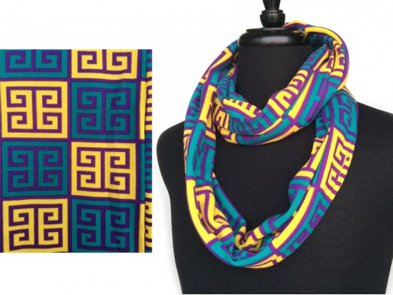 Mardi Gras Greek Key Heavy Jersey Knit Scarf