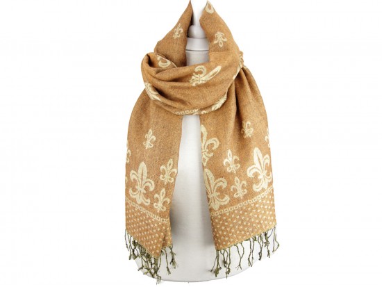 Orange Gold Fleur De Lis Pashmina Oblong Scarf Orange Gold Fleur De Lis Pashmina Oblong Scarf