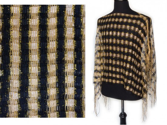 Black & Gold Checker Shimmer Poncho