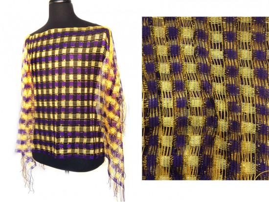 Purple & Gold Checker Shimmer Poncho