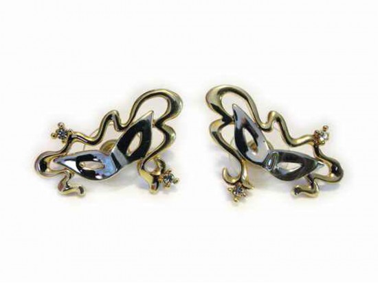 Gold Silver Mardi Gras Ribbon Mask Post Earrings