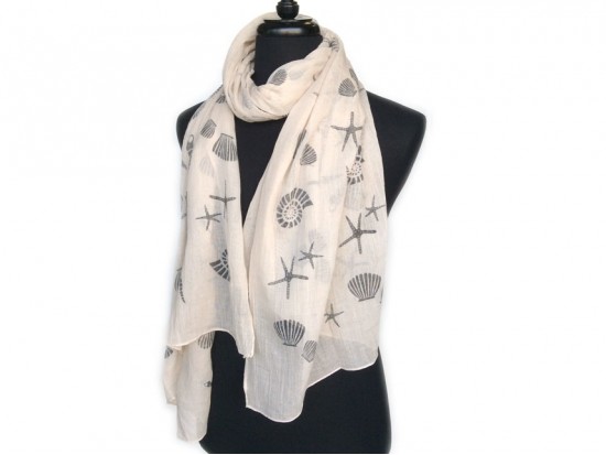 Off White Sea Life Oblong Scarf Off White Sea Life Oblong Scarf