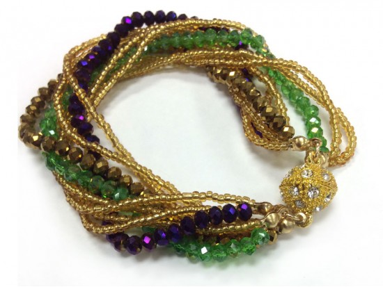 Mardi Gras Crystal Twist Bead Magnet Ball Bracelet