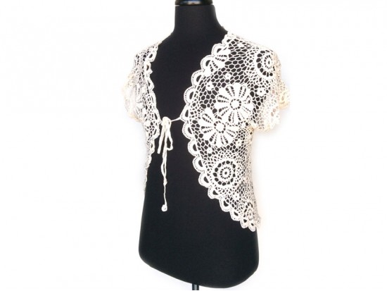 Ivory Crochet Lace Shrug