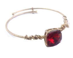Red Square Stone Wire Wrap Hook Wire Bracelet