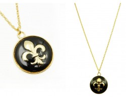 Black Gold Fleur de Lis Charm Necklace