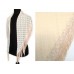 Cream Open Cut Triangle Fringed Scarf Cream Open Cut Triangle Fringed Scarf