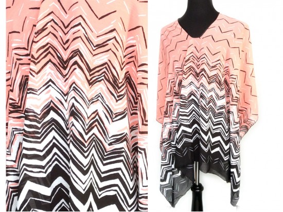 Light Pink Gray Shades Chevron Poncho