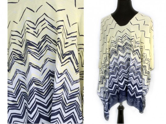 Yellow Gray White Shades Chevron Poncho
