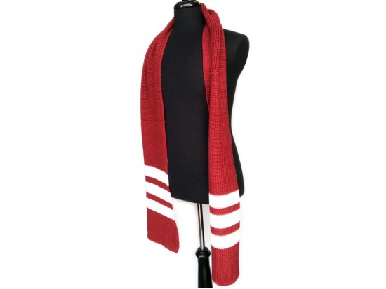 Maroon White End Stripes Knit Oblong Scarf