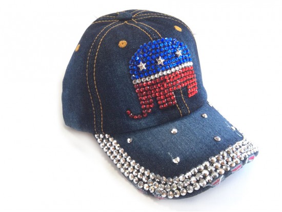 Blue Denim Red White Blue Elephant Baseball Cap Blue Denim Red White Blue Elephant Baseball Cap