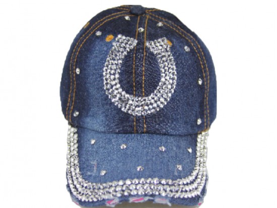 Horseshoe Crystal Dark Blue Denim Ball Cap Horseshoe Crystal Dark Blue Denim Ball Cap