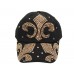Gold Fleur De Lis Crystal Black Ball Cap
