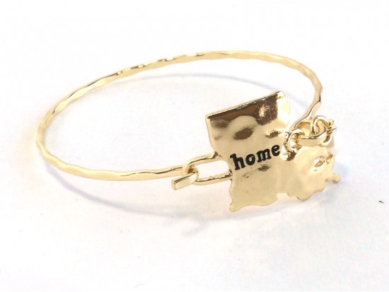 Gold Louisiana State Home Bangle