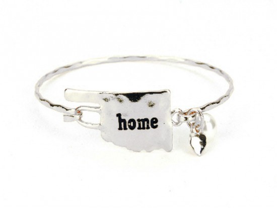 Silver Oklahoma State Home Bangle Silver Oklahoma State Home Bangle