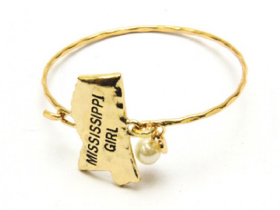 Gold Mississippi Girl State Map Bangle