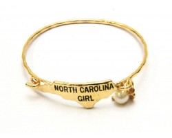 Gold North Carolina Girl State Map Bangle