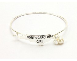 Silver North Carolina Girl State Map Bangle