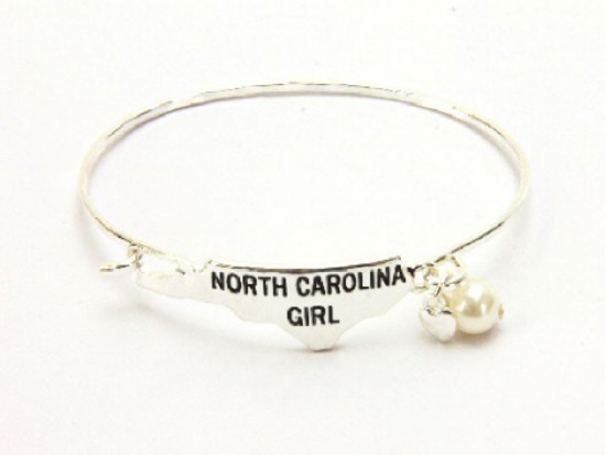 Silver North Carolina Girl State Map Bangle