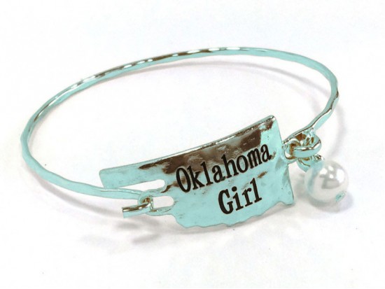 Silver Oklahoma Girl State Map Bangle