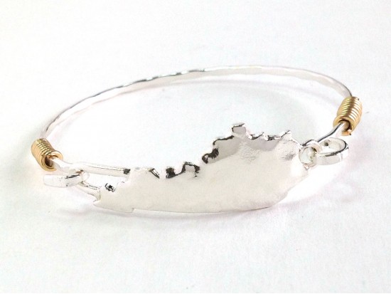Silver Kentucky State Map Bangle