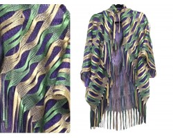 Mardi Gras Abstract Open Cut Shimmer Kimono