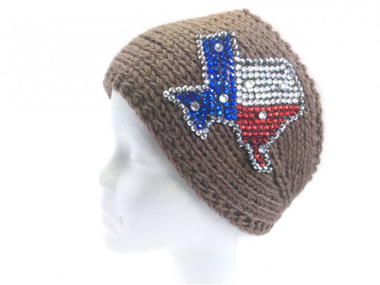 Brown Knit TEXAS Crystal Headband
