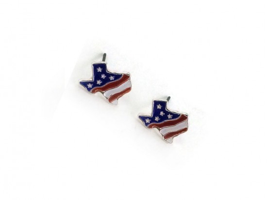 USA Texas Map Silver Post Earrings