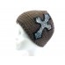 Brown Knit Crystal Cross Wrap Headband