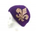 Purple Knit Gold Crystal Fleur De Lis Wrap Headband