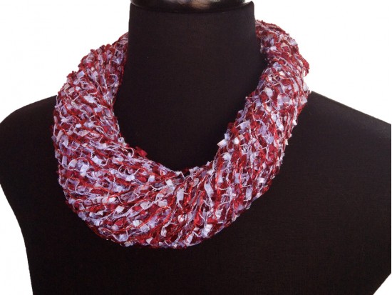 Maroon White Confetti Magnetic Necklace