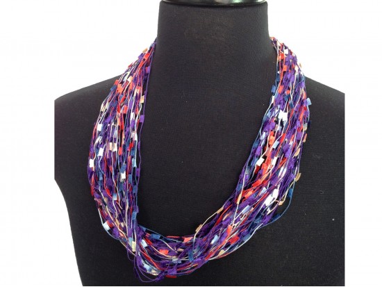 Purple Red Blue Confetti Magnetic Necklace Purple Red Blue Confetti Magnetic Necklace