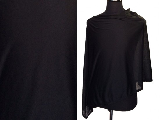 Black Jersey Knit Side Triangle Poncho