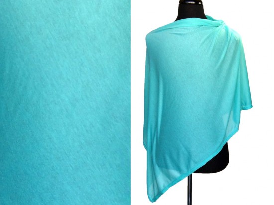 Turquoise Jersey Knit Side Triangle Poncho Turquoise Jersey Knit Side Triangle Poncho