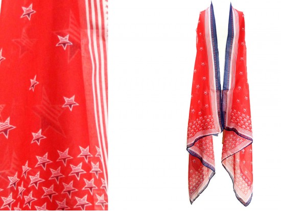 Red USA Flag Theme Long Tail Vest