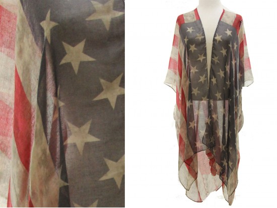 USA Distressed Flag Stars Kimono