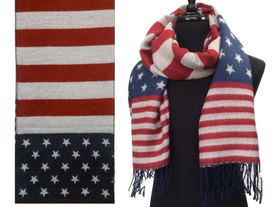 Red White Blue Stars Stripes Fringe Oblong Scarf Red White Blue Stars Stripes Fringe Oblong Scarf