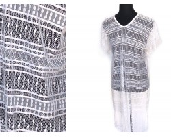 White Open Weave Lacy Fringed Poncho