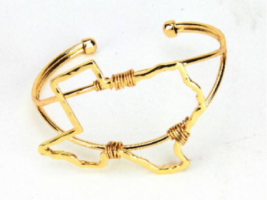 Gold Texas State Map Wire Wrap Cuff Bracelet