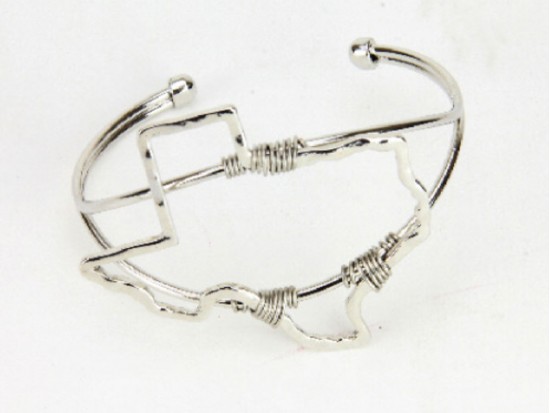 Silver Texas State Map Wire Wrap Cuff Bracelet