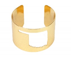 Gold Open Cut Oklahoma State Map Cuff Bracelet