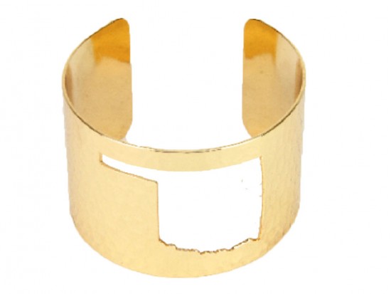 Gold Open Cut Oklahoma State Map Cuff Bracelet