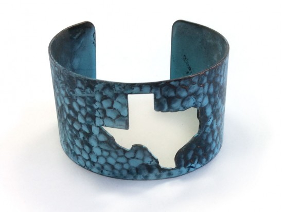 Patina Open Cut Texas State Map Cuff Bracelet