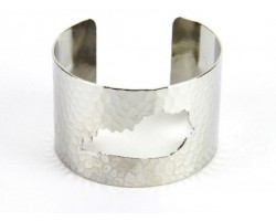 Silver Open Cut Kentucky State Map Cuff Bracelet