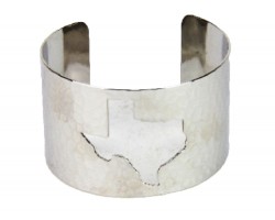 Silver Open Cut Texas State Map Cuff Bracelet