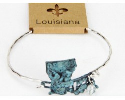 Patina Louisiana State Map Wire Bracelet