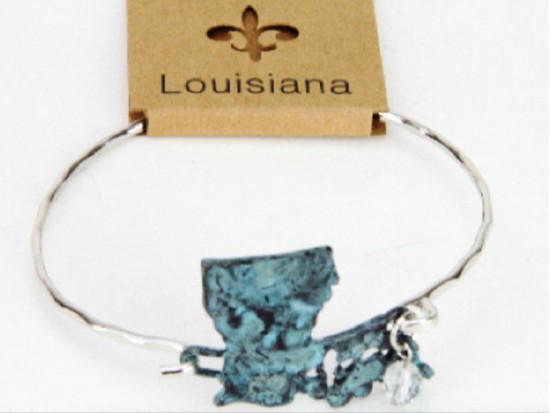 Patina Louisiana State Map Wire Bracelet