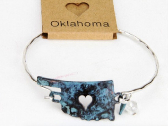 Patina Oklahoma State Map Wire Bracelet